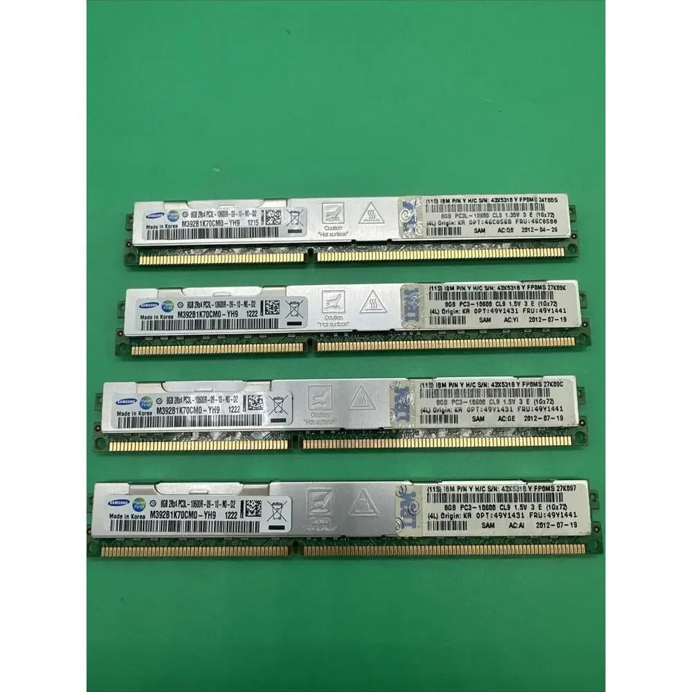 SAMSUNG IBM 32GB(4x8GB) 2Rx4 PC3-10600R SERVER Only ECC REG Ram M392B1K70CM0-CH9